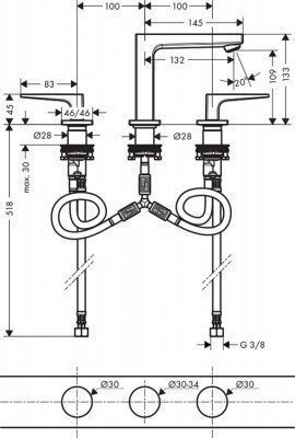 Смеситель для раковины  Hansgrohe  -  Metropol (74514000)