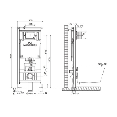 Инсталляция OLI 80 (50x115x12 см), механическая 300572m (CR01000172957)