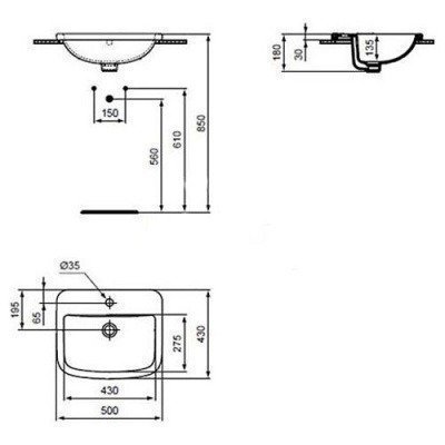 Раковина встраиваемая Ideal Standard - Tempo 50x43 (T059201)