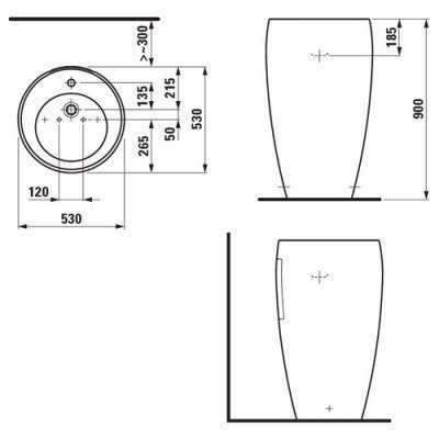 Раковина с пьедесталом Laufen - Alessi 53x53 (8.1197.2.400.104.1)