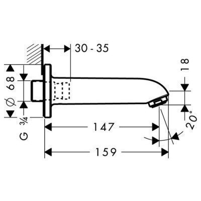 Излив на ванну Hansgrohe - E / S. ¾’ (13414000)