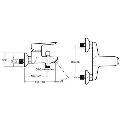 Смеситель для ванны/душа Jacob Delafon - Oscar (E29844-CP)