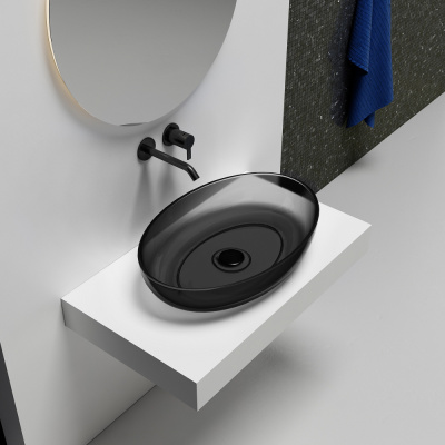 Раковина накладная прозрачная ABBER Kristall (AT2801Onyx)