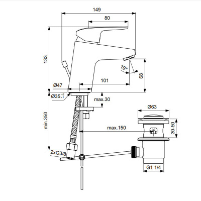 Смеситель для раковины Ideal Standard - CERAFLEX (B1709AA)