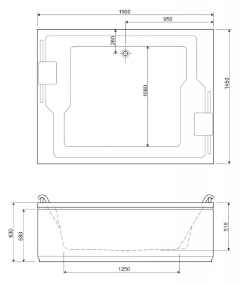 Акриловая ванна CEZARES, 190x145x51 (PLANE_DUO-190-145-51-W37)