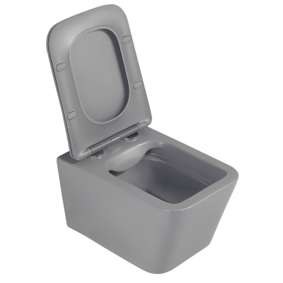 Унитаз ABBER Rechteck подвесной серый матовый, безободковый (AC1201MG)