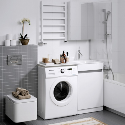 Напольная тумба Aqwella Forma с бельевой корзиной справа и двумя отсеками для хранения хозяйственных принадлежностей c умывальником Forma 115 (FOR0105KR) Напольная тумба Aqwella Forma с бельевой корзиной справа и двумя отсеками для хранения хозяйственных принадлежностей c умывальником Forma 115 (FOR0105KR)