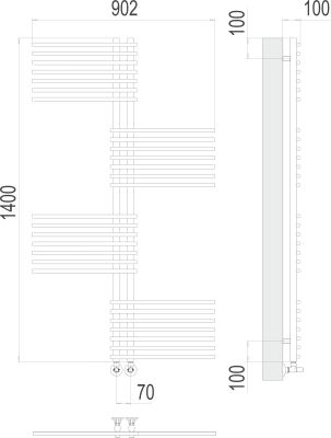 Водяной полотенцесушитель Terminus Европа П28 70х1400 (4670078530639)