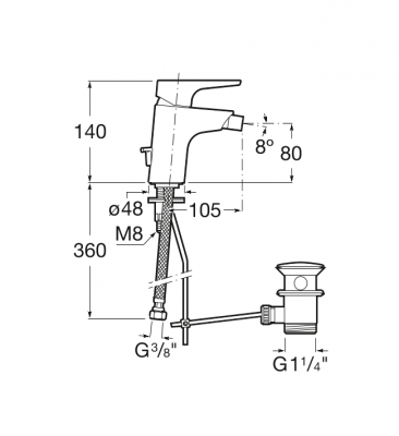 Смеситель для биде Roca - Atlas (5A6090C00)