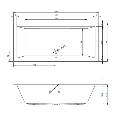Ванна акриловая RIHO LUGO 200x90  (BT0600500000000)