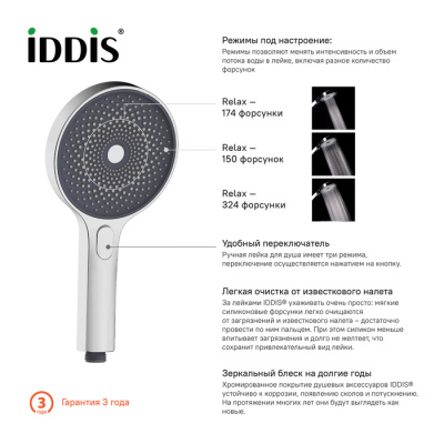 Лейка для душа, хром, SpaHome, IDDIS (SPA3F0Ci18)