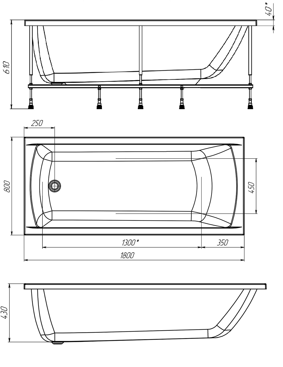 Ванна акриловая 1Marka "MODERN" 180*80 (01мод1880) Ванна акриловая 1Marka "MODERN" 180*80 (01мод1880)