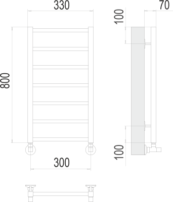 Водяной полотенцесушитель Terminus Контур П7 300х800 (4670078529633)