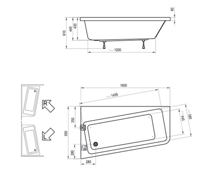 Акриловая ванна Ravak 10° 160x95 L (C831000000)