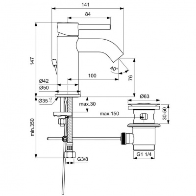 Смеситель для раковины Ideal Standard - KOLVA (BC666U4)