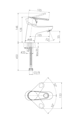 Смеситель Cersanit CARI для раковины (63025)
