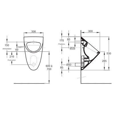 Писсуар Jacob Delafon - Ove (E1147-00)