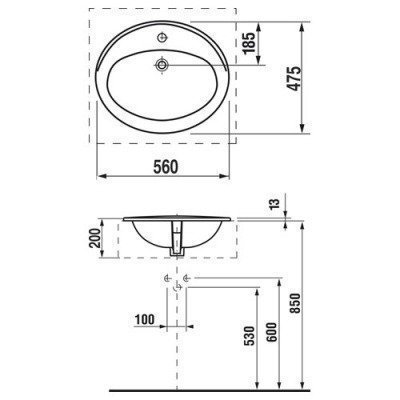 Раковина встраиваемая Roca - Adora 56x46.5 (327203000)