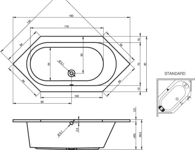 Ванна акриловая RIHO KANSAS 190x90 (B035001005) Ванна акриловая RIHO KANSAS 190x90 (B035001005)