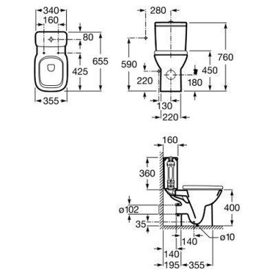 Унитаз напольный (чаша) Roca - Debba (34299700Y)