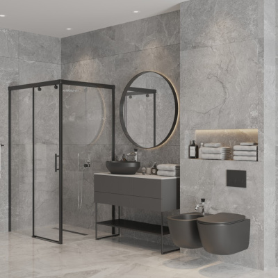 Биде подвесное 550х360мм., AXA Eva, черный матовый (8802007)