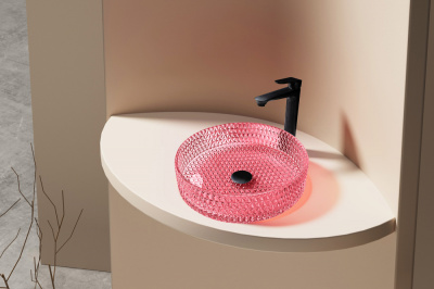 Раковина накладная стеклянная ABBER Glas рубиновая (AK2301R)