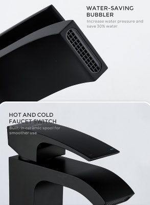 Gappo смеситель для раковины, чёрный (G1007-6)