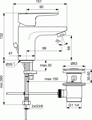 Смеситель для раковины Ideal Standard - CERAPLAN (BC559AA) Смеситель для раковины Ideal Standard - CERAPLAN (BC559AA)