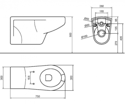 Унитаз керамический подвесной Nofer для МГН Nofer (13153.W)