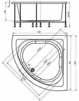 Ванна акриловая Aquatek - Юпитер 150x150 (UPT150-0000026)