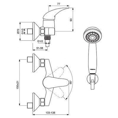 Смеситель для душа Vidima - Orion (BA003AA)
