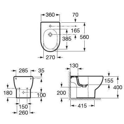 Биде напольное ROCA - Meridian (357244000)