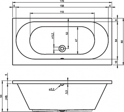 Ванна акриловая RIHO CAROLINA 170  (BB5300500000000)
