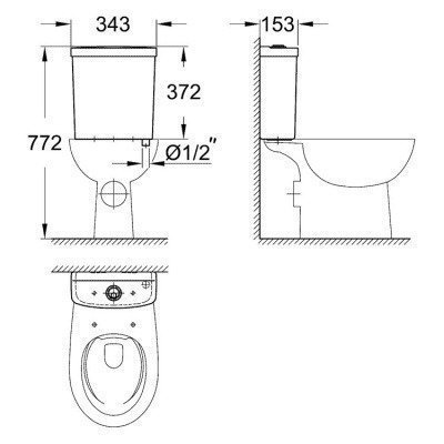 Унитаз напольный безободковый (чаша) Grohe - Bau Ceramic (39349000) Унитаз напольный безободковый (чаша) Grohe - Bau Ceramic (39349000)