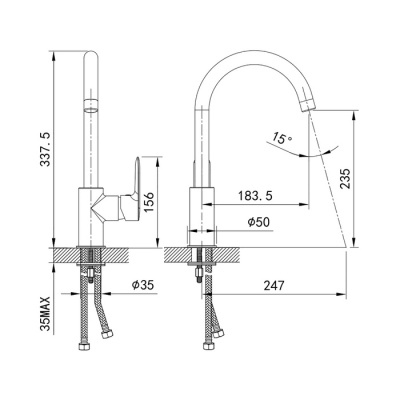 Смеситель для кухни, сатин, Cuba, IDDIS (CU1BNJ0i05)