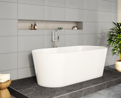 Ванна Vitra Geo 170x80 отдельностоящая+ножки+скрытый сифон (65370006000)