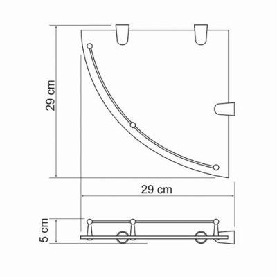 K-544 Полка стеклянная угловая (K-544) K-544 Полка стеклянная угловая (K-544)