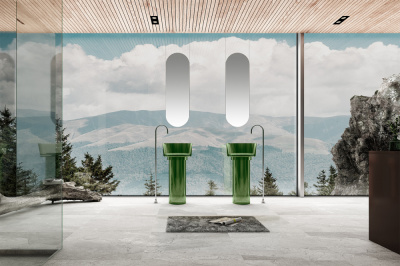 Раковина отдельностоящая прозрачная ABBER Kristall зеленая (AT2702Emerald)