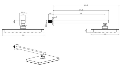 Верхний душ настенный 305х205мм AQUATEK (AQ2081CR)