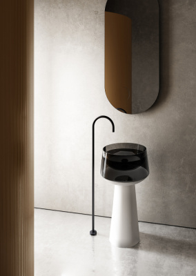 Раковина отдельностоящая прозрачная ABBER Kristall белый/черный (AT2706White-Onyx)