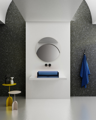 Раковина накладная прозрачная ABBER Kristall синяя (AT2803Saphir)