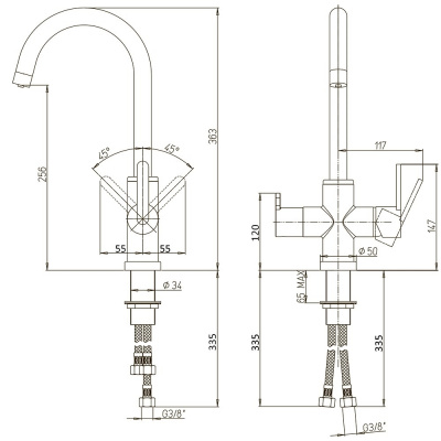 Смеситель для кухни Paini Cox (78CR6433VL2KM)