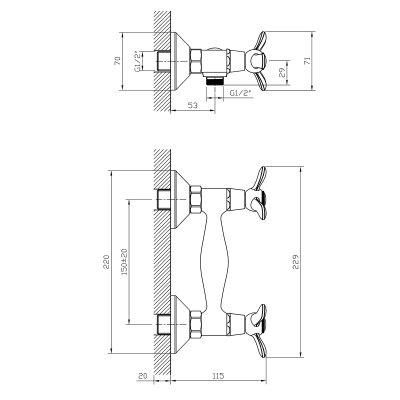 Смеситель Rossinka для душа (Q02-41)