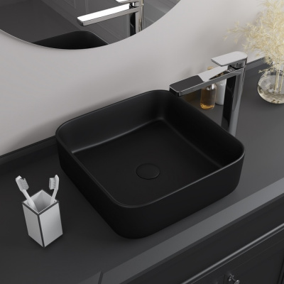 Черный матовый умывальник накладной, Bridge, IDDIS (BRIBM04i27)