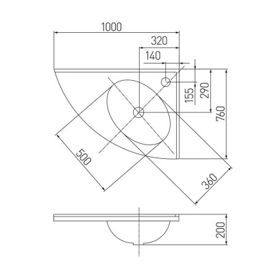 Раковина Акватон - Меблико правая угловая без рейлинга (1A700531MB01R)