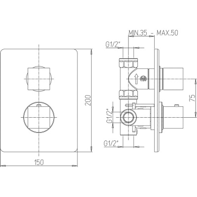 Смеситель 
для душа термостатическийPaini Dax (84CR690TH)