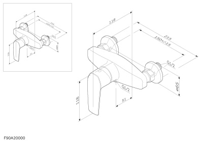 AM.PM Gem, смеситель для душа, хром, шт. (F90A20000)