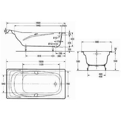Ванна чугунная Jacob Delafon - Repos 180x85 (E2903-00)