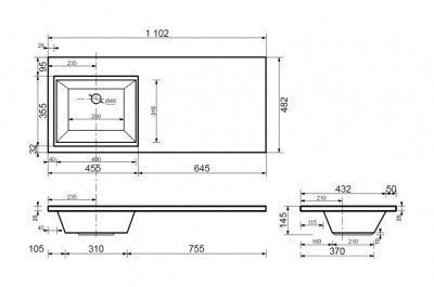 Раковина Эстет - Даллас 110 левая (ФР-00001741)