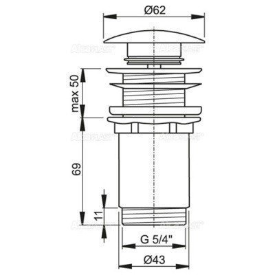 Донный клапан AlcaPlast - Сlick/clack 5/4" (A395) Донный клапан AlcaPlast - Сlick/clack 5/4" (A395)
